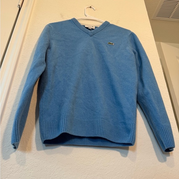 Lacoste Wool V Neck Sweater Mens Medium Logo Vintage Y2K Retro Preppy 80s 90s - Picture 4 of 8